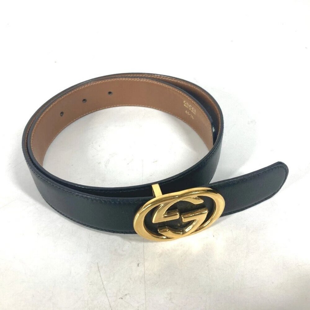 GUCCI 036・519・2964 vintage GG logo buckle Accessories belt Black/GoldHar... - Picture 7 of 16